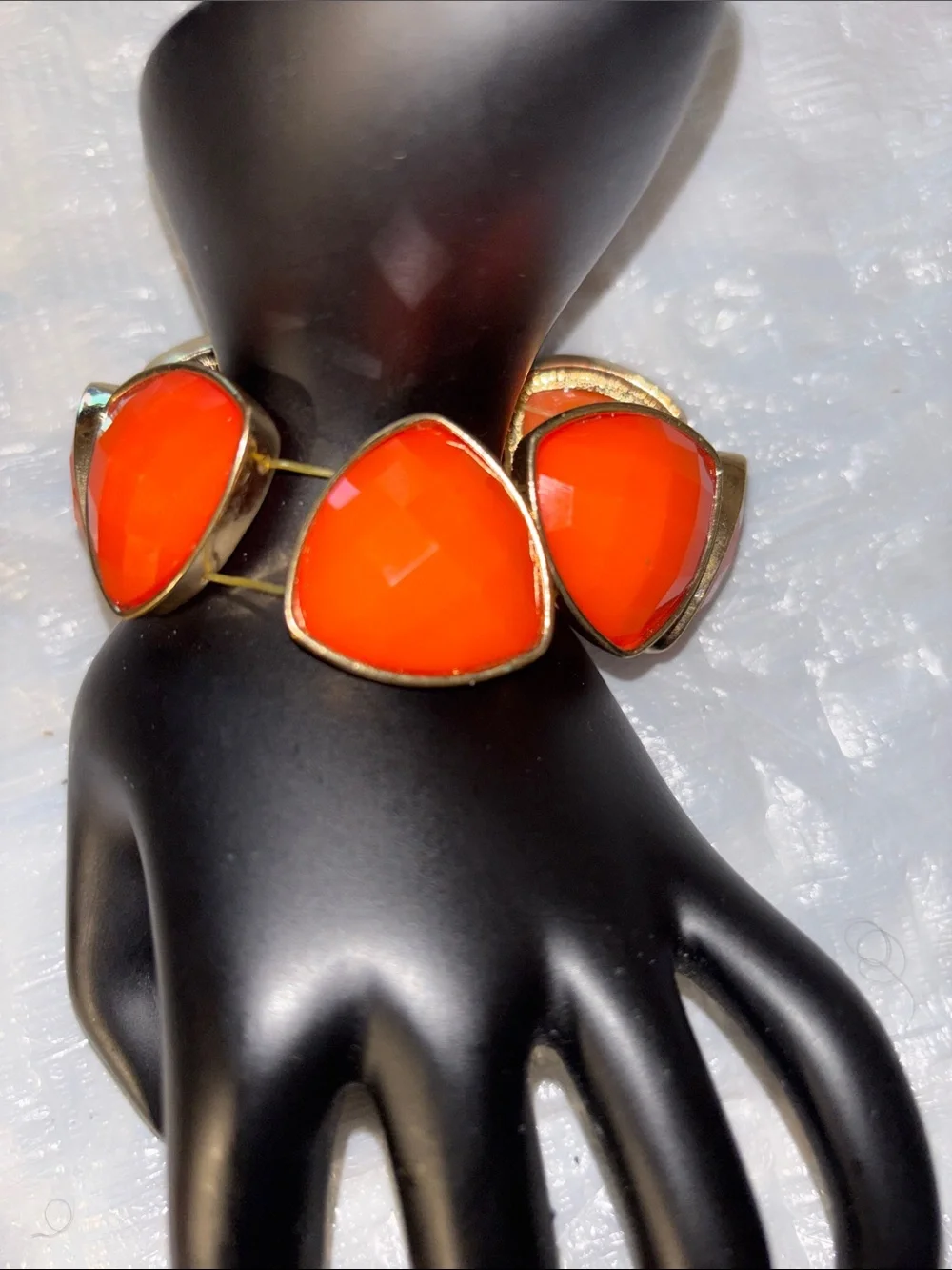 Gold-Tone Orange Stone Cuff Bracelet